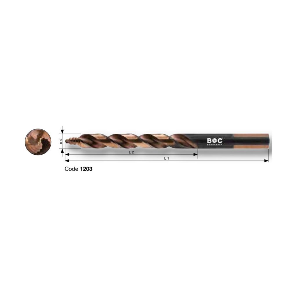 BOHRCRAFT PROFI PLUS HSS-E Co5 TURBO STEP INOX DIN 338 mit Stufengeometrie