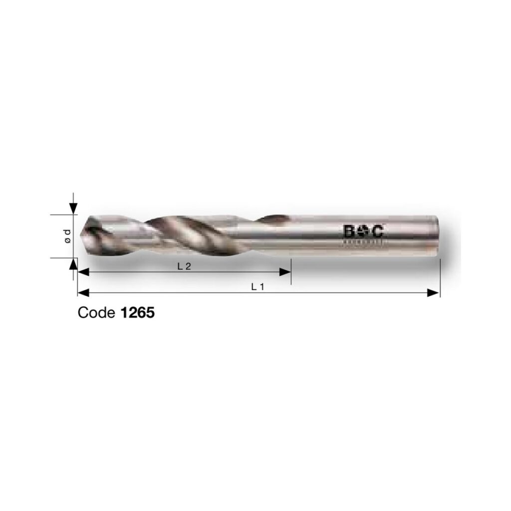 BOHRCRAFT PROFI PLUS HSS-E Co5 DIN 1897 Typ N mit Kreuzanschliff, extra kurz