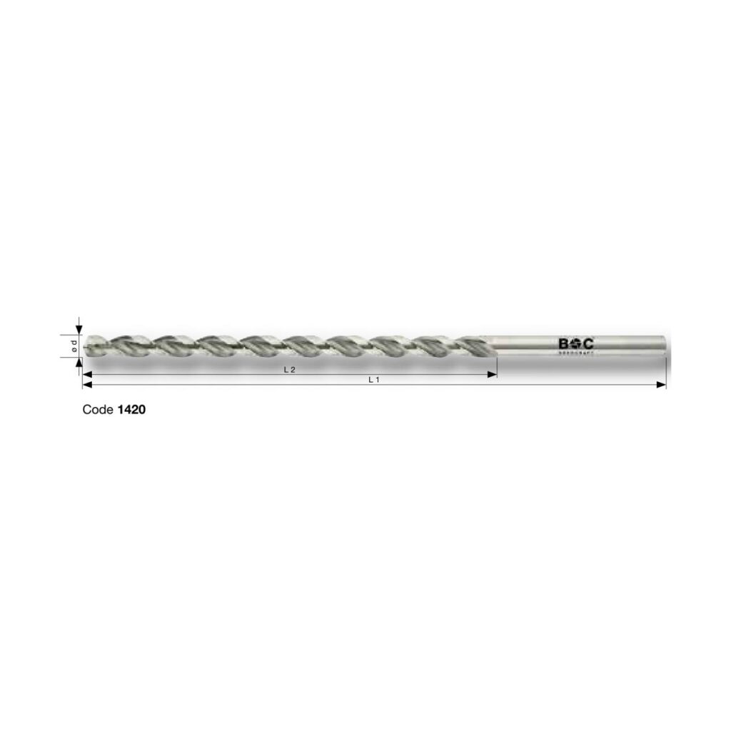 BOHRCRAFT PROFI PLUS HSS-E Co5 Mehrbereichsbohrer DIN 1869 Typ U-TL, extra lang
